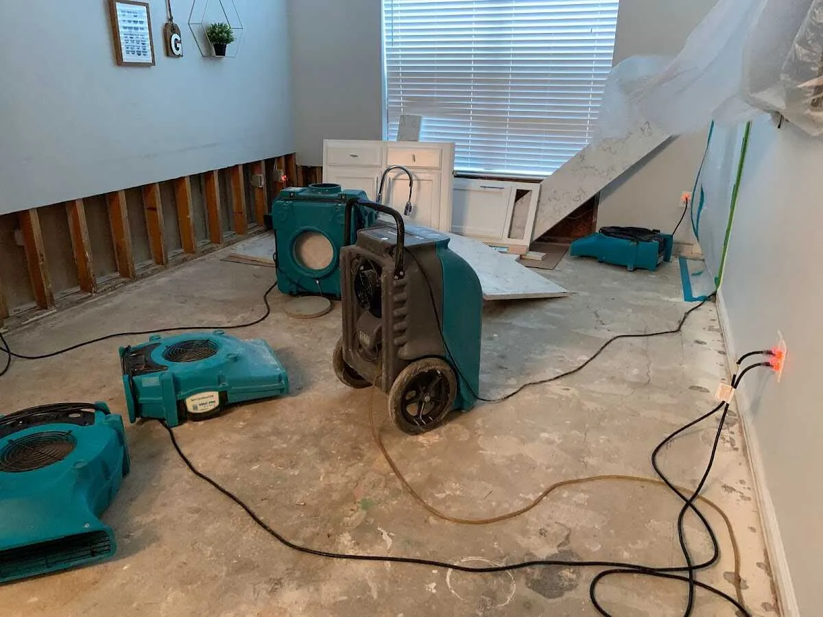 Dehumidifier in flood-cut room for Water Damage Restoration in Grosse Pointe Woods